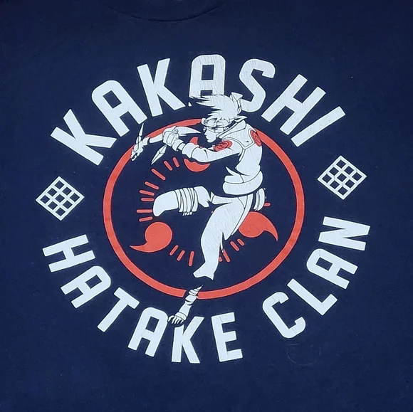 Mens Navy Kakashi Hatake Clan Tee Anime Naruto Shippuden Short Sleeve Shirt M C9 - Picture 1 of 4